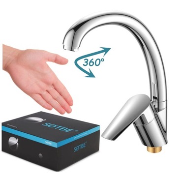 Смеситель для кухни асимметричный стоячий высокий для мойки, польский ARMATURA SOTBE