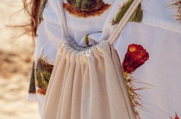 Плотный хлопковый рюкзак цвета экрю, 220г, сумка 34х40 см.