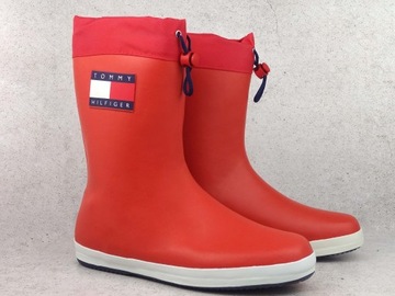 TOMMY HILFIGER KALOSZE BUTY DAMSKIE CZERWONE