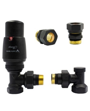 Zawory termostatyczne ELEGANT czarny str+ Cu 15mm
