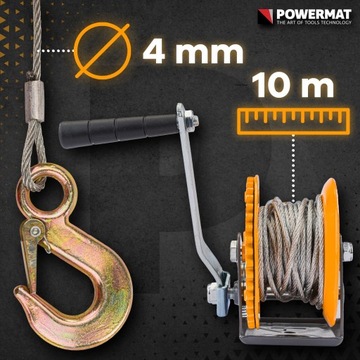 КАБЕЛЬНАЯ ЛЕБЕДКА ЛЕБЕДКА Ручная рукоятка 545 кг, 10 м на рукоятке