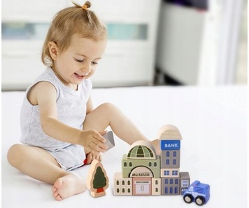 ДЕРЕВЯННЫЕ ОБРАЗОВАТЕЛЬНЫЕ ИНТЕРАКТИВНЫЕ БЛОКИ ДЛЯ ДЕТЕЙ ГОРОДСКИЕ МАШИНКИ 115 шт ПАЗЛ