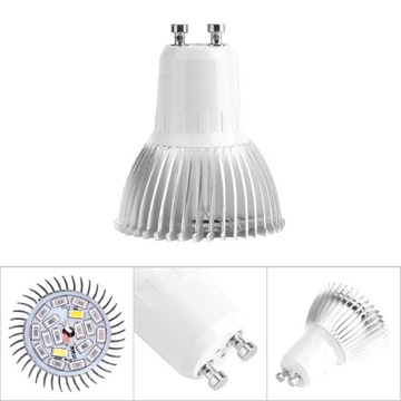 ŻARÓWKA DO WZROSTU UPRAWY ROŚLIN LAMPA GU10 FULL SPECTRUM 18W 18 LED