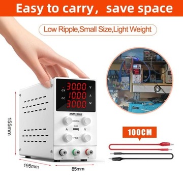 ЛАБОРАТОРНЫЙ РЕГУЛИРУЕМЫЙ ТОЧНЫЙ ИСТОЧНИК ПИТАНИЯ 0–30 В, 10 А, светодиод, 200–240 В переменного тока