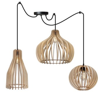 NOWOCZESNA LAMPA WISZĄCA SUFITOWA Z DREWNA MIX LED