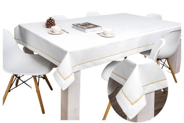 Obrus na stół BIAŁY ZŁOTY elegancki duży 130x170