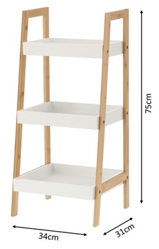 КНИЖНЫЙ ШКАФ С 3 ПОЛКАМИ ДЕРЕВЯННАЯ ЛЕСТНИЦА НАТУРА БЕЛЫЙ