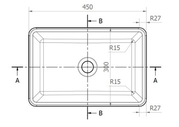 МОДЕРНО РАКОВИНА НА СТОЛЕНЕ, ПРЯМОУГОЛЬНАЯ, МАЛЕНЬКАЯ, 45 СМ