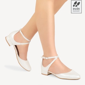 BRILU ŚLUBNE PERŁOWE CZÓŁENKA BALERINKI IVORY 41