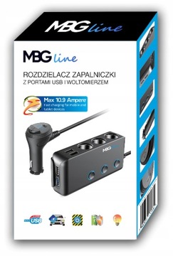 Разветвитель автомобильного прикуривателя 12-24В 4xUSB QC PD 120Вт