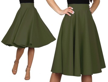 XL MIDI KHAKI spódnica szyta z koła pin-up military rozłożysta 42