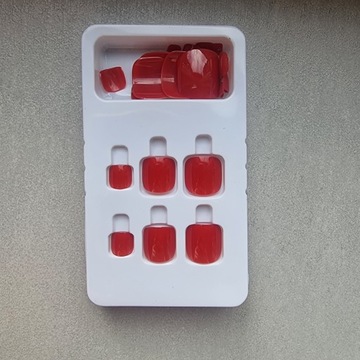 Paznokcie Sztuczne Czerwone Tipsy Do Stóp Samoprzylepne Kwadratowe Red