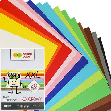 BLOK TECHNICZNY 20 KARTEK KOLOROWY A4 HAPPY COLOR