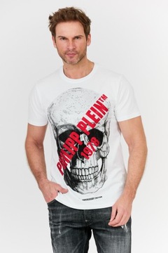 Philipp Plein Biały t-shirt z czaszką i logo r. L