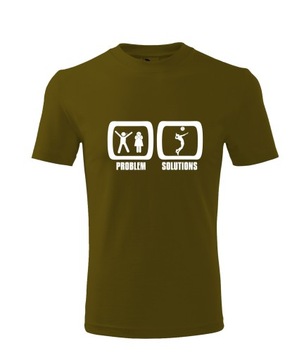 Koszulka T-shirt męska D588 PROBLEM ROZWIĄZANIE SIATKÓWKA khaki rozm L