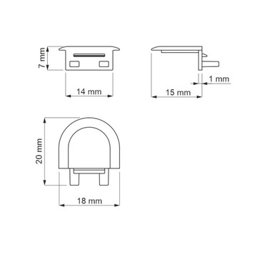 Крышка алюминиевого профиля InLine Mini, 3 цвета
