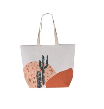 Torba plażowa Excellent, poliester, 35x15x38,nadruk kaktusa wielokolorowy