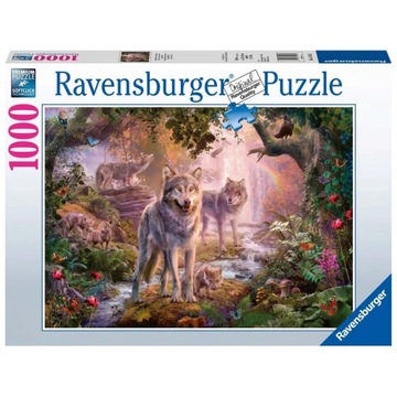 Ravensburger Puzzle 2D 1000 elementów: Rodzina wilków latem