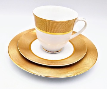 SERWIS DO HERBATY 6 OSÓB Z TALERZYKAMI PORCELANOWY OPAL GOLD 12 ELEMENTÓW