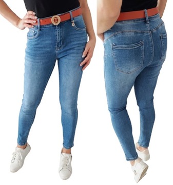 MS6 MODNE Jeansy M.SARA Skinny Z PASKIEM 42 XL (32) 38-50