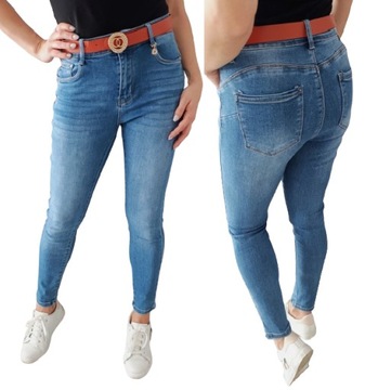 MS6 MODNE Jeansy M.SARA Skinny Z PASKIEM 48 4XL (36) 38-50