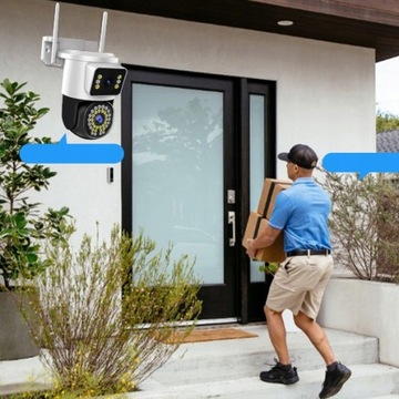 ДВОЙНАЯ WIFI IP УМНАЯ НАРУЖНАЯ ВРАЩАЮЩАЯСЯ КАМЕРА QHD С 2x 4-мегапиксельным ЗУМОМ ПРИЛОЖЕНИЕ