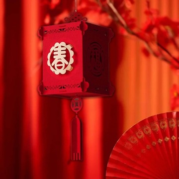 Красный китайский фонарь Lucky Нетканый материал в сборе Декоративный стиль B