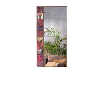 Lustro ścienne prostokątne z trawertynu rama drewno 50x102 CM Blue Cape