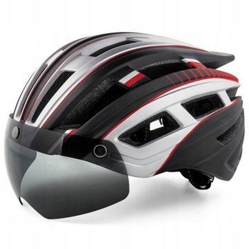 Kask rowerowy meski damski z szybą z tylna lampka
