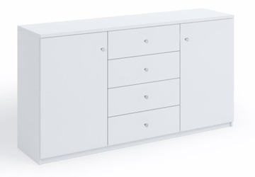 Komoda duża 150 cm biała mat 4 szuflady 2 drzwi L1