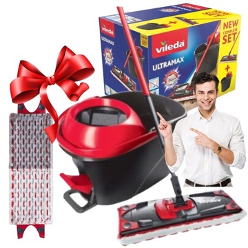 Mop VILEDA Obrotowy Płaski ULTRAMAX Easy Wring PRO WIADRO+WYCISKACZ ZESTAW