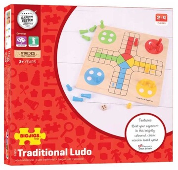 Chińczyk Ludo drewniana gra planszowa Bigjigs 3+