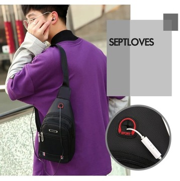 Saszetka torebka na ramię Plecak miejski Crossbody USB 9905