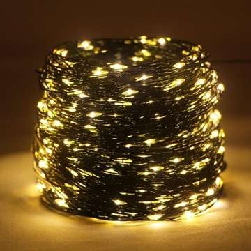 LAMPKI choinkowe DRUCIK diody NITKI ŁEZKI CIEPŁE ŚWIATŁO 15M 150 LED +TIMER