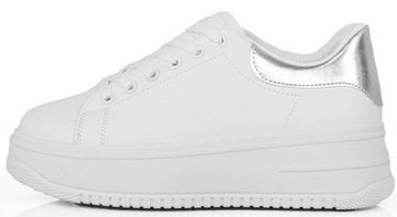 TRAMPKI SNEAKERSY BIAŁE GRUBA PODESZWA SKÓRZANE SPORTOWE 38