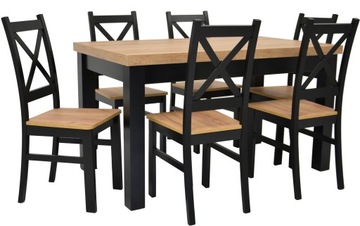 MASYWNY Rozkładany stół 80x140/180 i 6 krzeseł