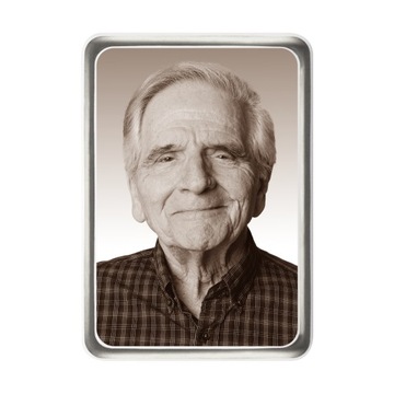 ZDJĘCIE NAGROBKOWE PROSTOKĄT SEPIA SREBRNA RAMKA 10x13