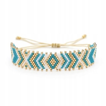 Bransoletka boho pleciona turkusowa kolorowa aztec