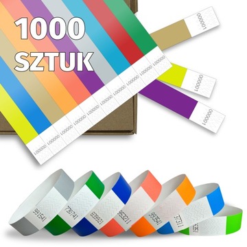 OPASKI NA RĘKĘ NADGARSTEK TYVEK KOLOROWE IMPREZA EVENT 1000 SZTUK