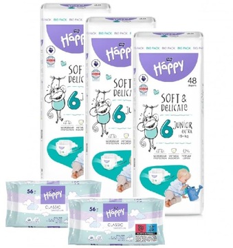 ZESTAW Zapas na miesiąc Happy: Pieluszki 6 + Chusteczki