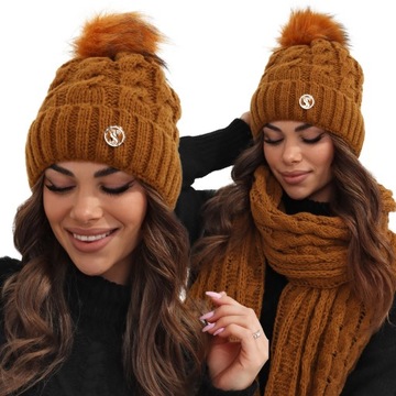 ШАПКА ЗИМНЯЯ ЖЕНСКАЯ, ТЕПЛАЯ, С ПОМПОНОМ, ЦВЕТНАЯ
