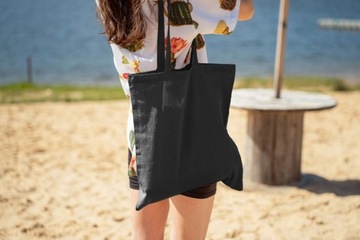 ХЛОПКОВАЯ СУМКА 38х42 ЧЕРНАЯ 145г ECO SHOPPING