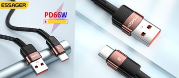 STRONG USB-C USB-кабель 2 м, 6 А, 66 Вт QC3.0, плетеный для HUAWEI XIAOMI SAMSUNG