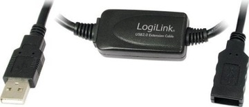 Kabel USB LogiLink USBA USBA 15 m Czarny (UA0145)