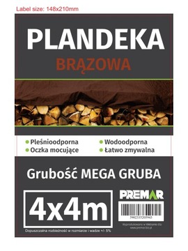 PLANDEKA 4X4 BRĄZOWA SUPER MOCNA OKRYCIOWA WODOODPORNA Z OCZKAMI
