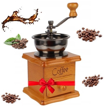 Młynek Do Kawy Drewniany Tradycyjny Ręczny Coffee