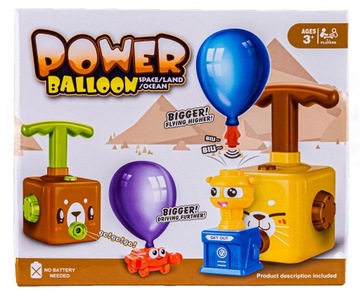 Zestaw BALONY WYRZUTNIA Balonów Żółty Potworek Autka Rakieta Astronauta