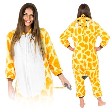 CIEPŁY PLUSZOWY KOMBINEZON ONESIE ŻYRAFA ZAMEK PREZENT DRES STRÓJ XL