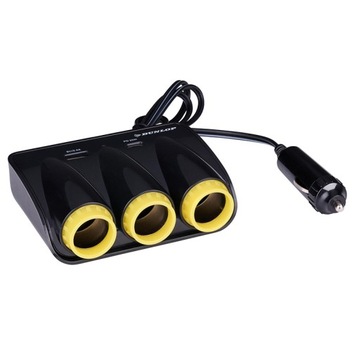 Dunlop - Ładowarka samochodowa USB-A + USB-C 20W PD / 3x rozdzielacz gniazd