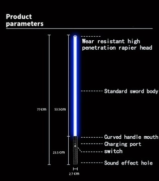 Легкий лазерный меч саблер RGB 7 цветов FX Sound